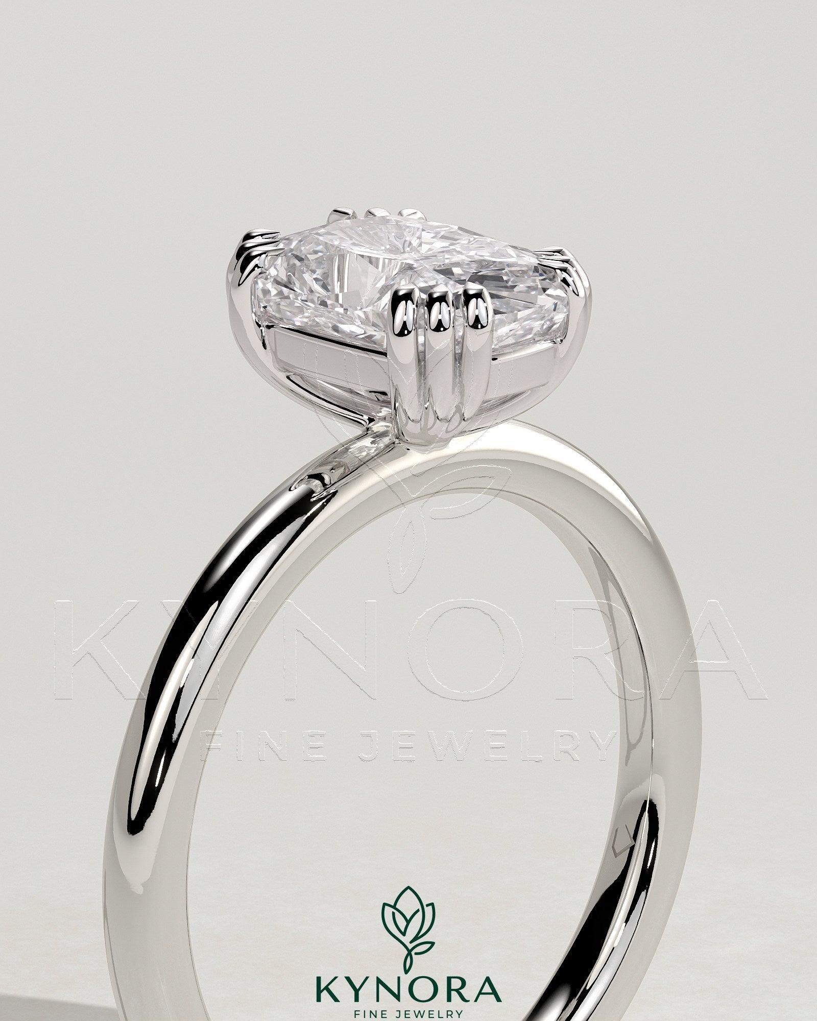 2ct Elongated Cushion Triple Claw Solitaire Engagement Ring Secondary image