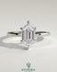Kynora CJ 2ct elongated hexagon claw solitaire engagement ring with hidden halo, featuring a sparkling gemstone and elegant design.