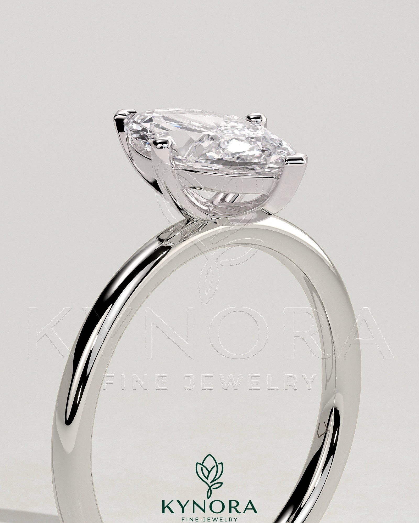2ct Marquise Claw Solitaire Engagement Ring four prong Secondary image
