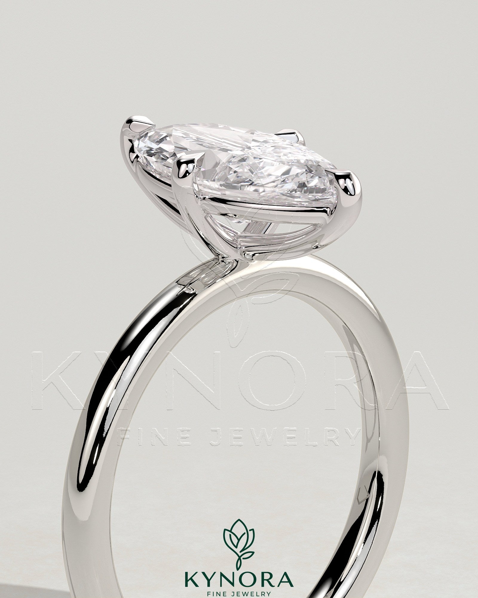 2ct Marquise Claw Solitaire Engagement Ring hidden halo Secondary image