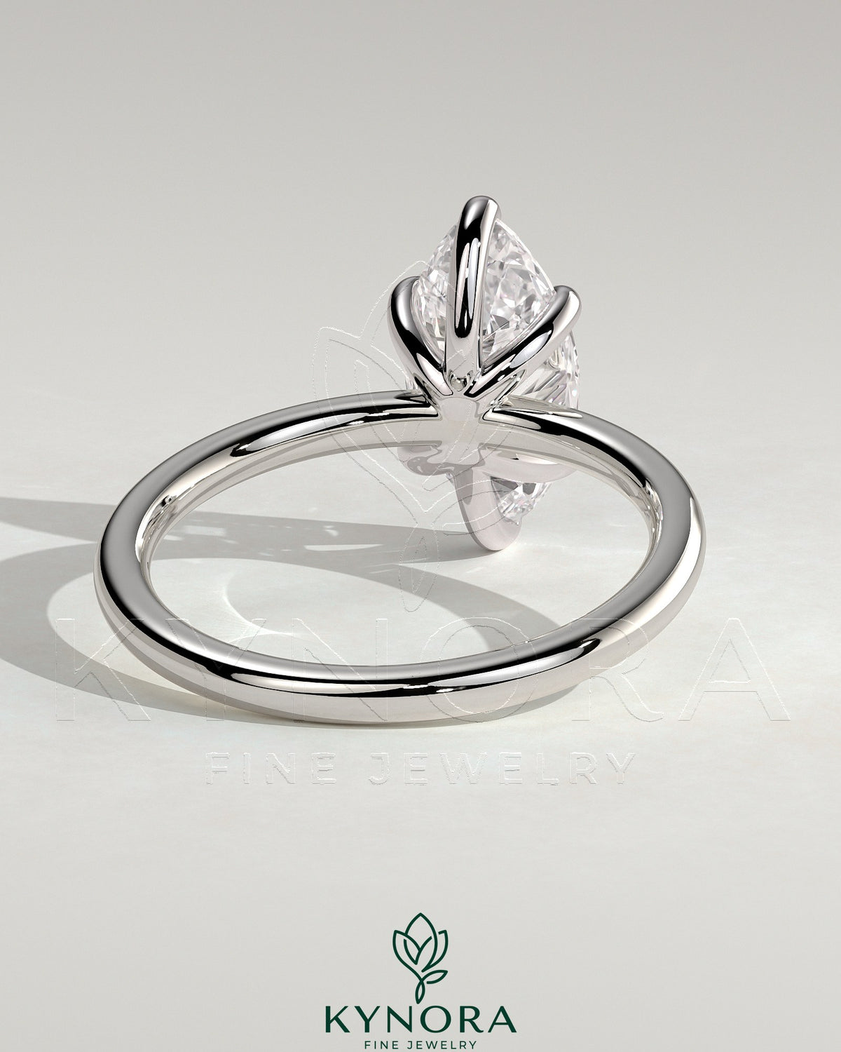 Kynora CJ 2ct marquise solitaire engagement ring with six prongs showcasing a sparkling marquise-cut diamond.