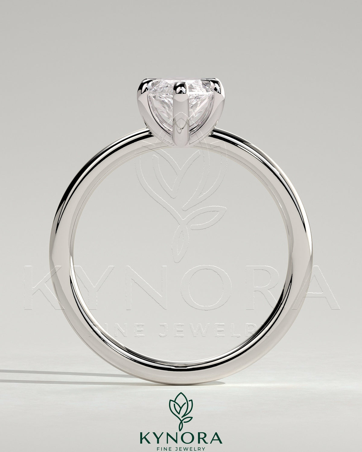 Kynora CJ 2ct marquise claw solitaire engagement ring with six prongs, featuring a sparkling marquise-cut diamond.