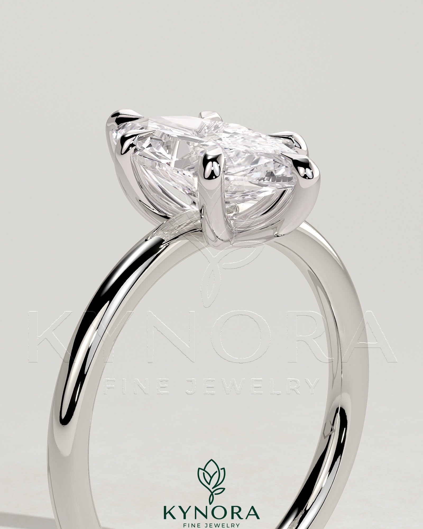 2ct Marquise Claw Solitaire Engagement Ring six prong Secondary image