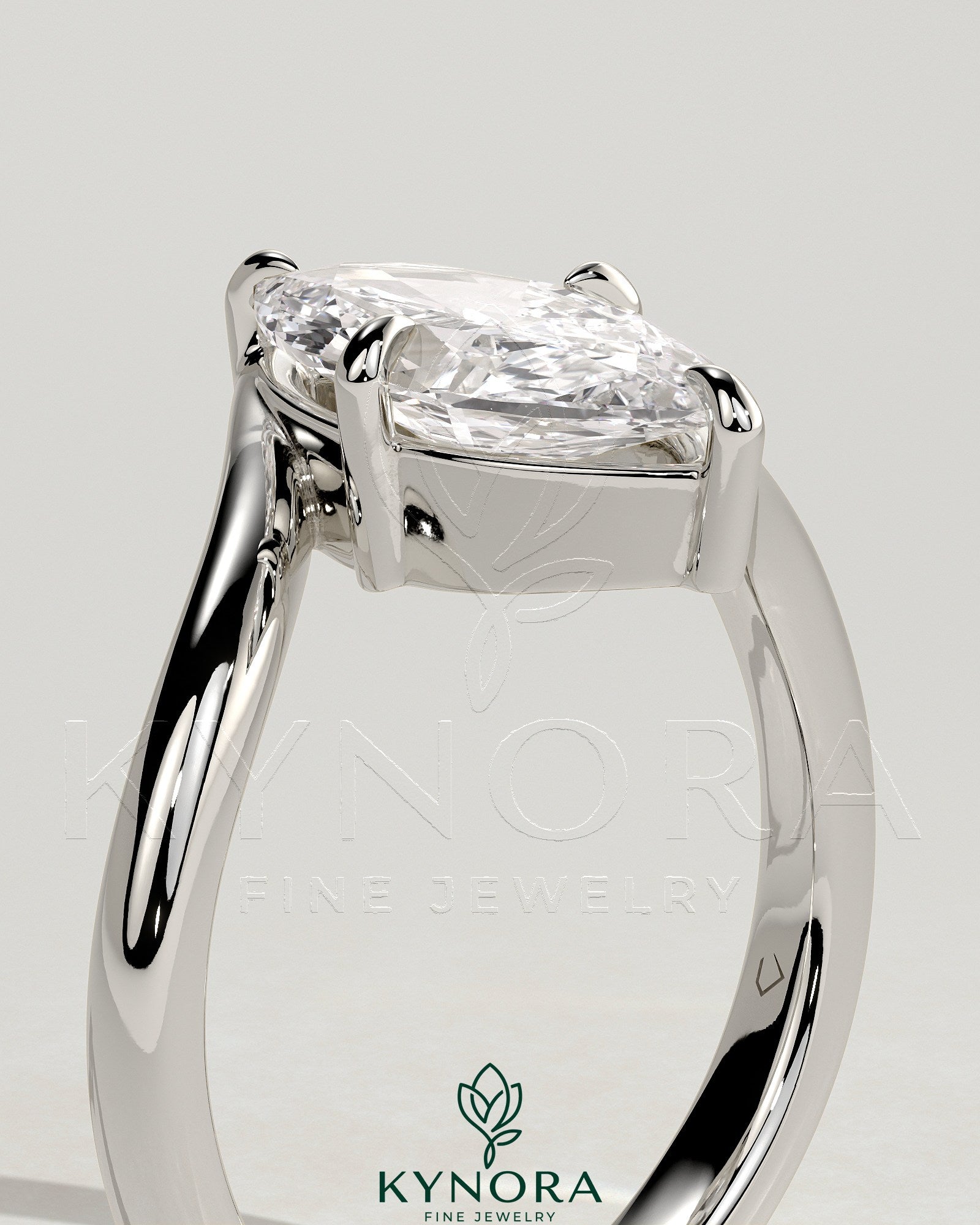 2ct Marquise Claw Solitaire with Bypass Band Engagement Ring Secondary image