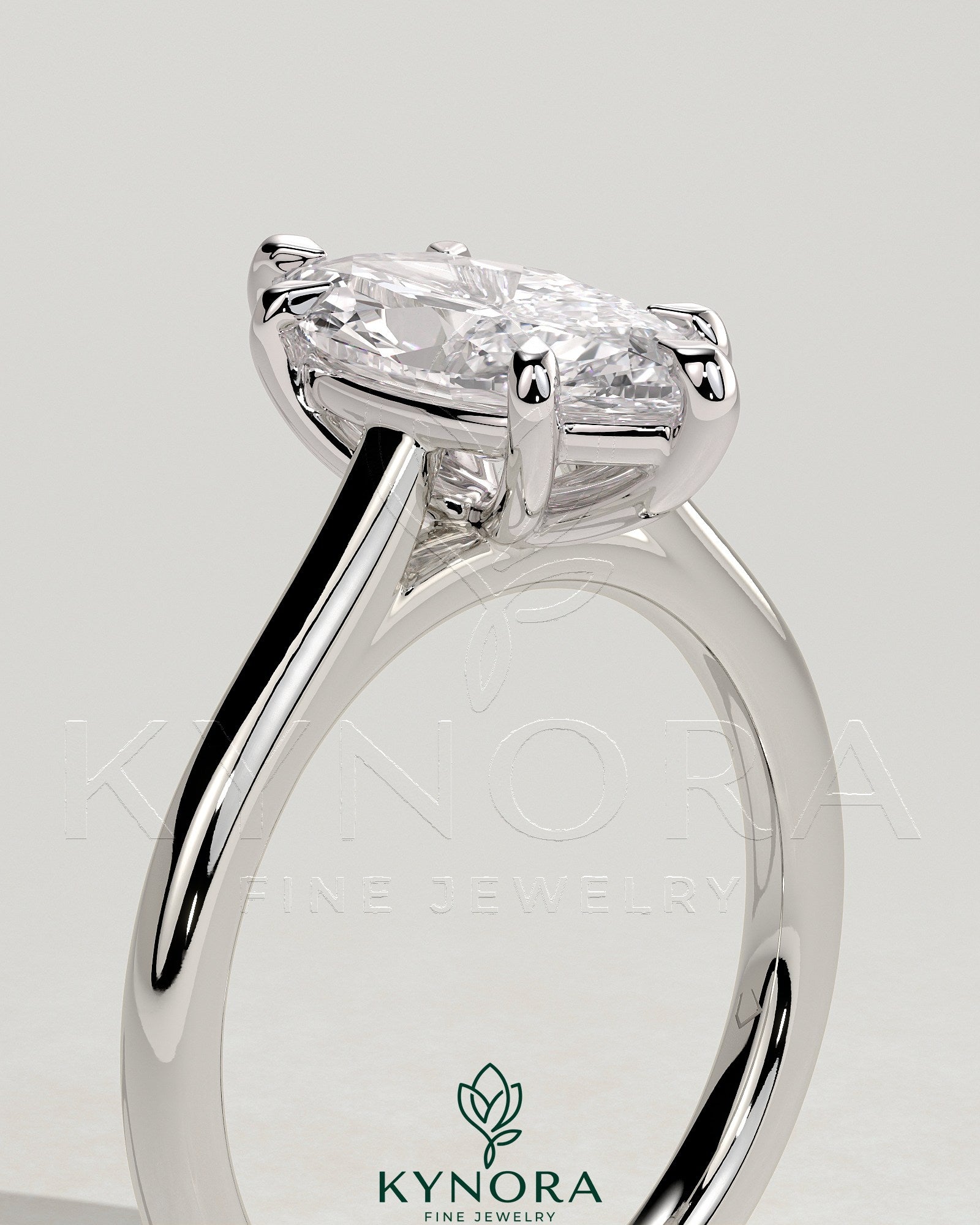 2ct Marquise Claw Solitaire with Cathedral High Setting Engagement Ring Secondary image