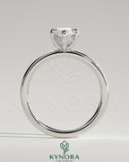 Kynora CJ 2ct marquise diamond solitaire engagement ring with hidden halo and six-prong setting, showcasing elegant jewelry design.