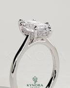 Kynora CJ 2ct marquise diamond solitaire engagement ring with hidden halo, tapered band, cathedral setting
