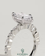 Kynora CJ 2ct marquise and round accent stones solitaire engagement ring with claw setting, elegant jewelry design