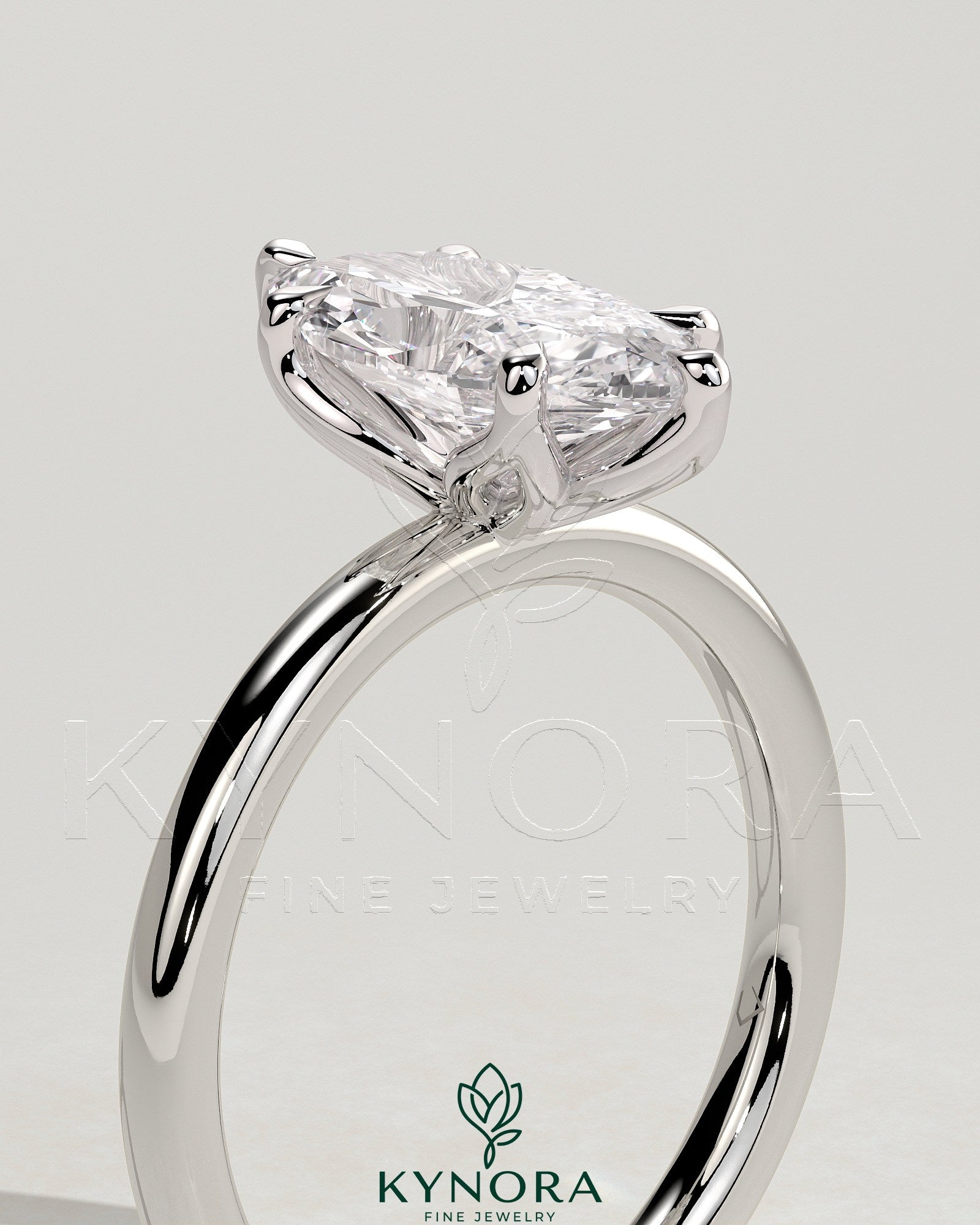2ct Marquise Claw Solitaire with Petal Gallery Engagement Ring Secondary image