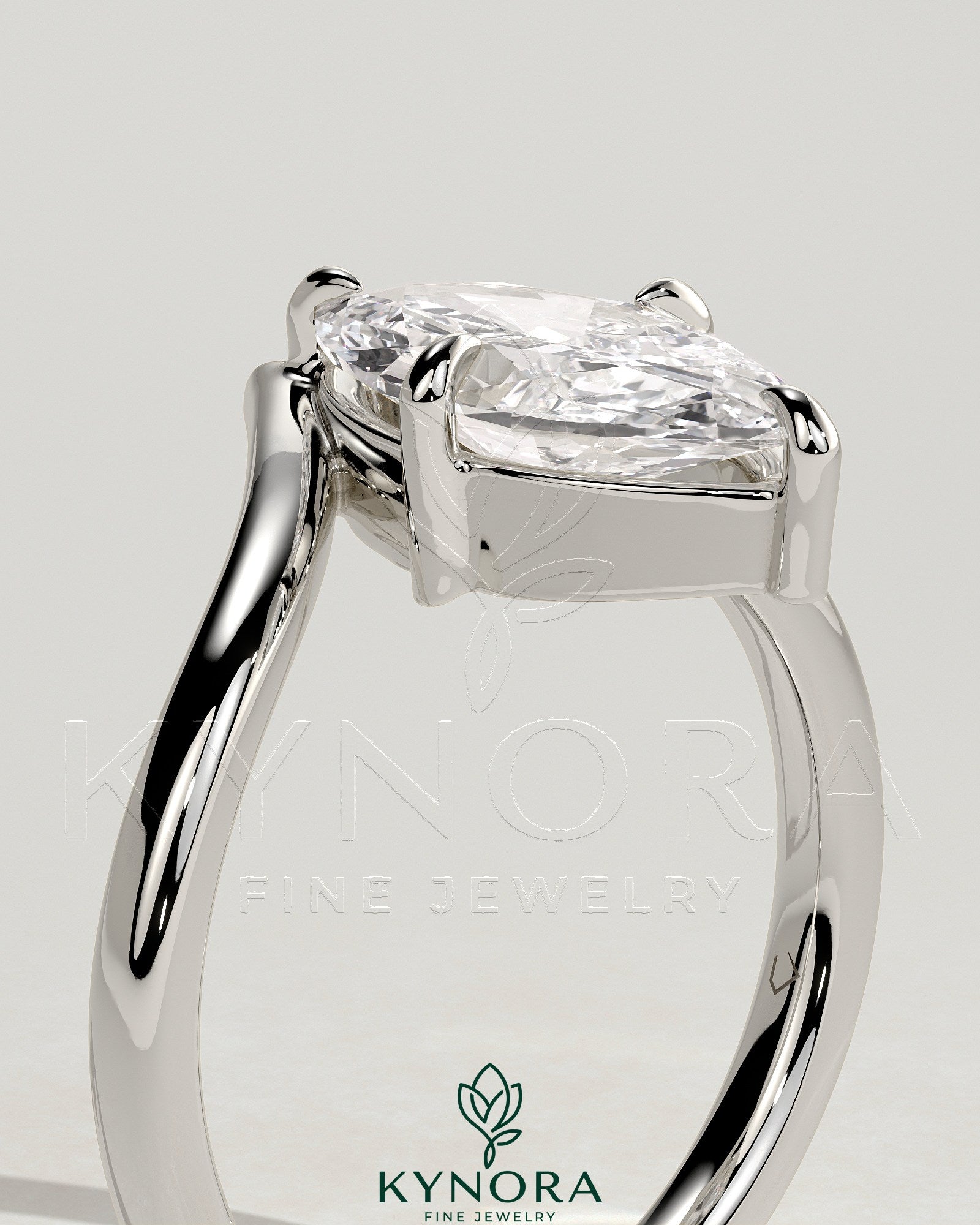 2ct Marquise Claw Solitaire with V Band Engagement Ring Secondary image
