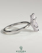 Kynora CJ 2ct marquise claw solitaire engagement ring with wrap-around hidden halo, sterling silver jewelry.