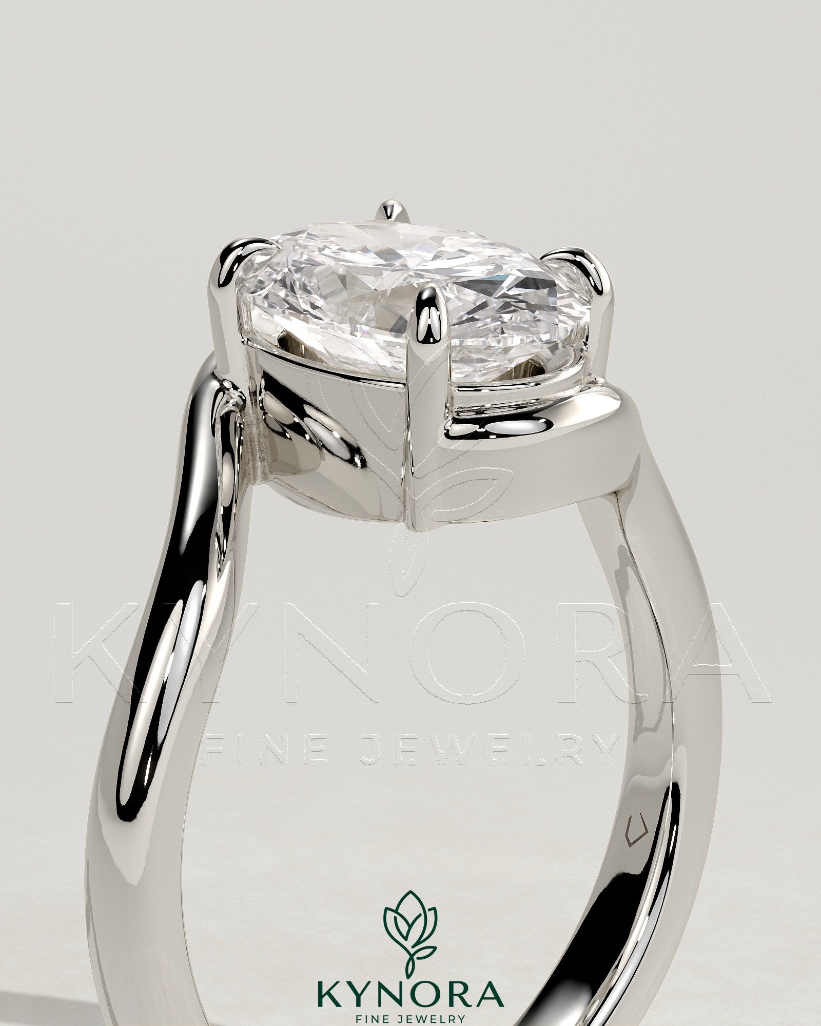 2ct Oval Claw Solitaire with Bypass Band Engagement Ring Secondary image