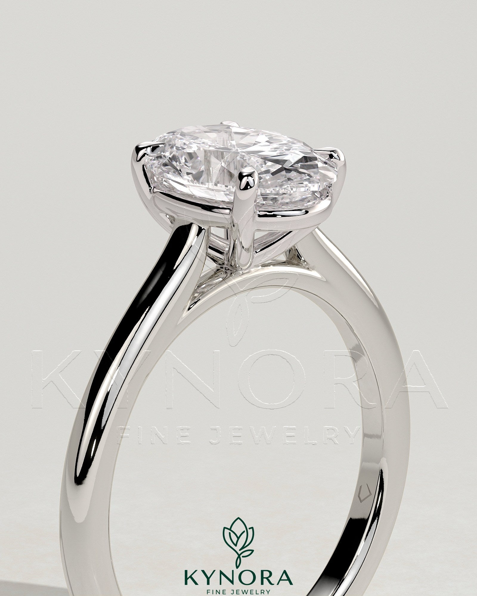 2ct Oval Claw Solitaire with Cathedral High Setting Engagement Ring Secondary image