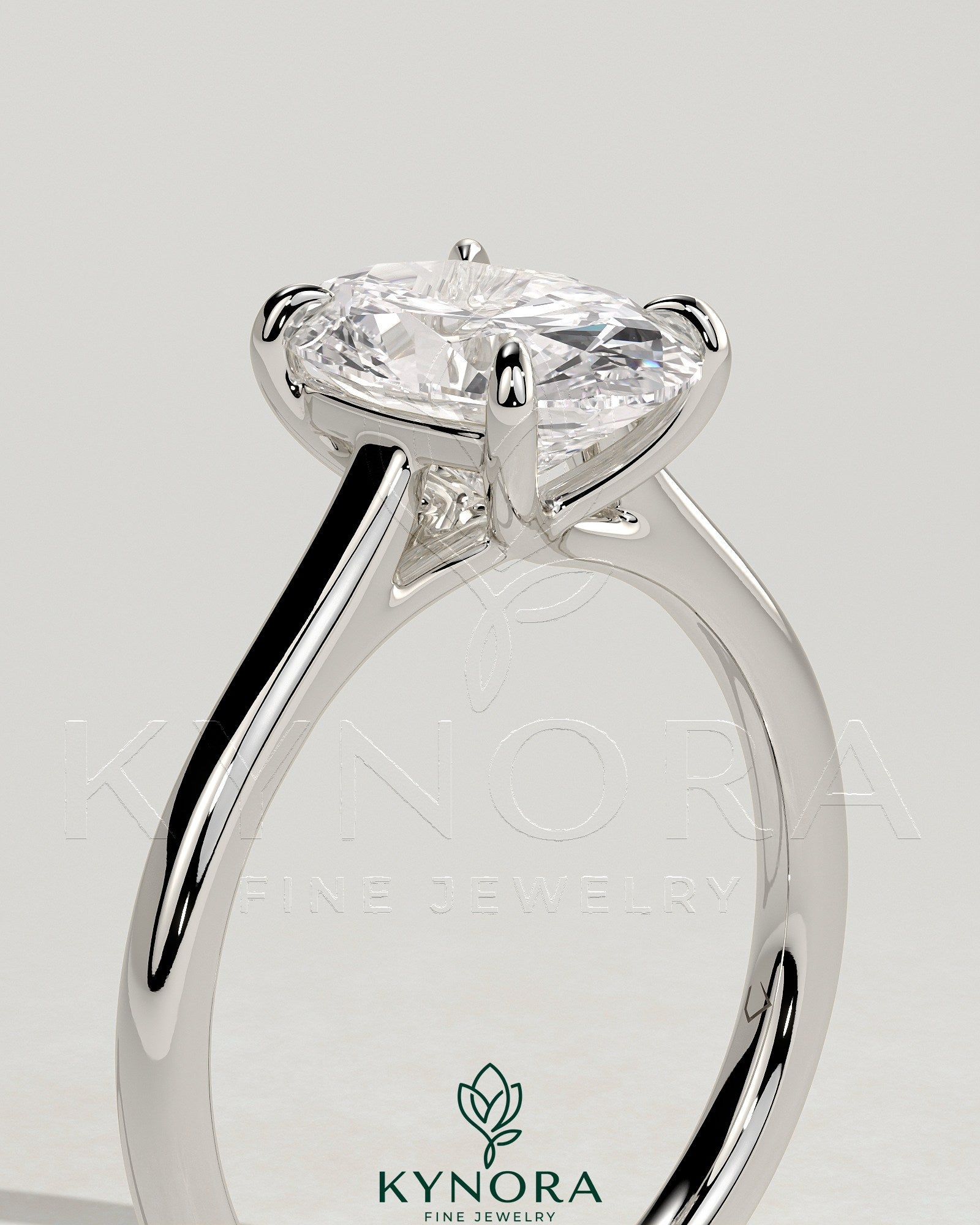 2ct Oval Claw Solitaire with Cathedral Low Setting and Open Trellis Gallery Engagement Ring Secondary image