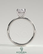 Kynora CJ 2ct oval diamond solitaire engagement ring with cigar band and hidden halo in yellow gold