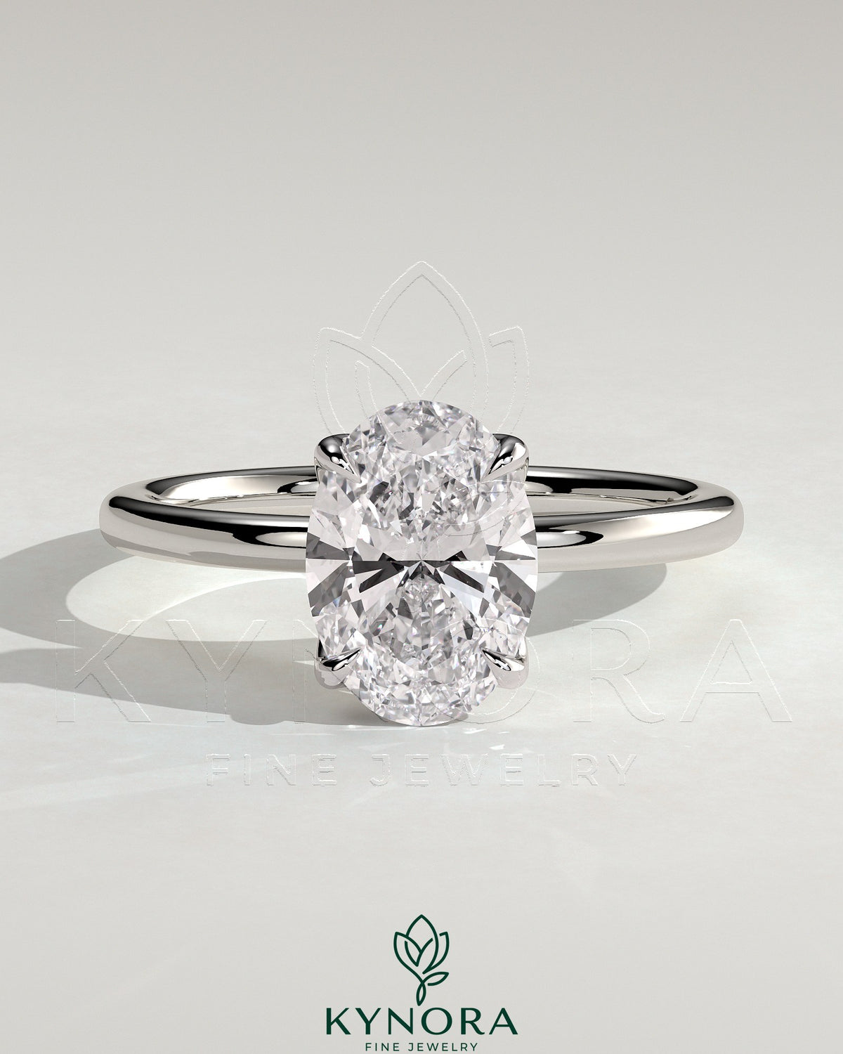 2ct Oval Claw Solitaire with Petal Gallery and Accented Tiara Detail Engagement Ring Main image