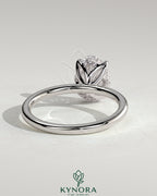 2ct Oval Claw Solitaire with Petal Gallery and Accented Tiara Detail Engagement Ring