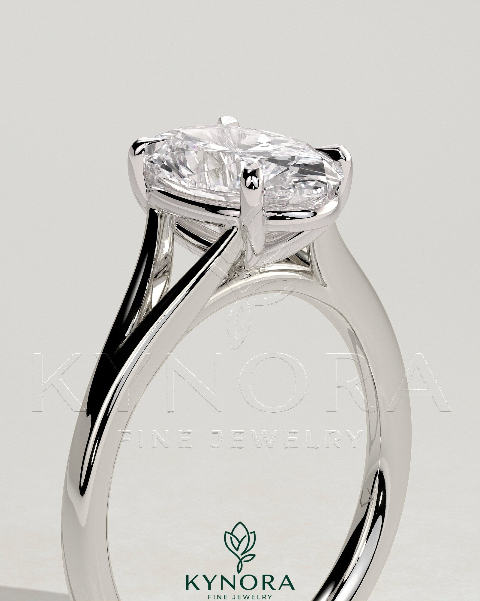 2ct Oval Claw Solitaire with Split Shank and Cathedral High Setting Engagement Ring Secondary image