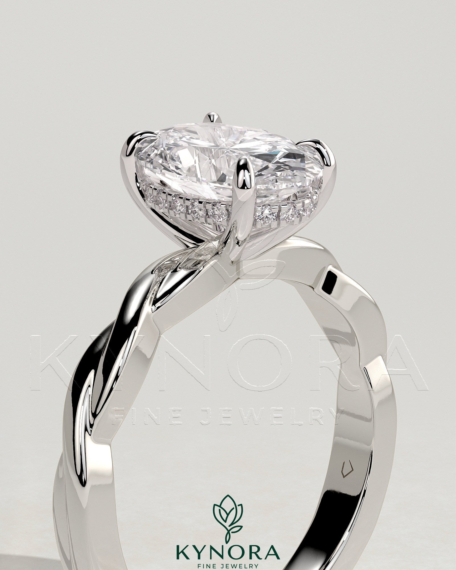 2ct Oval Claw Solitaire with Twisted Band Engagement Ring Secondary image