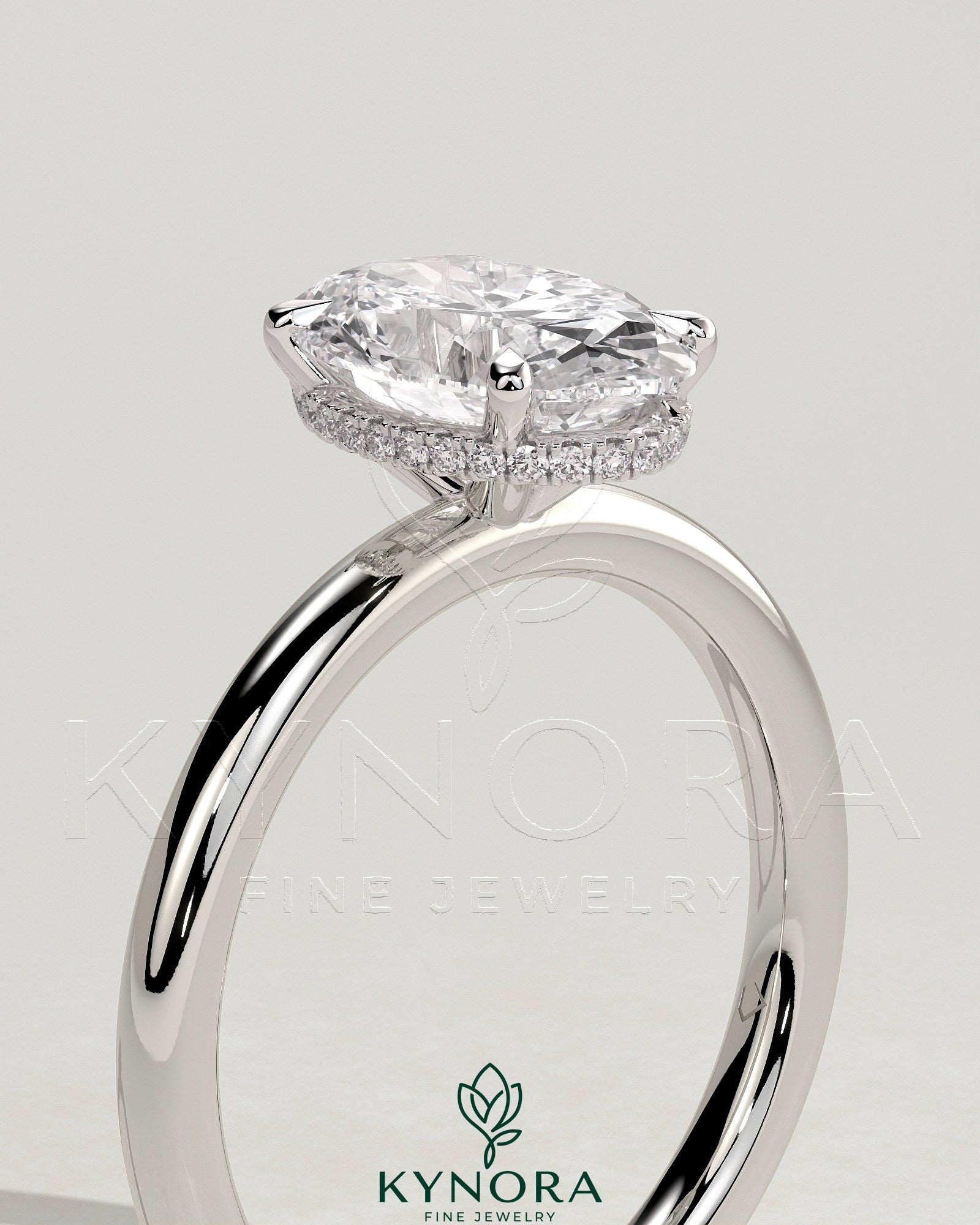 2ct Oval Claw Solitaire with Wrap Around Hidden Halo Engagement Ring Secondary image