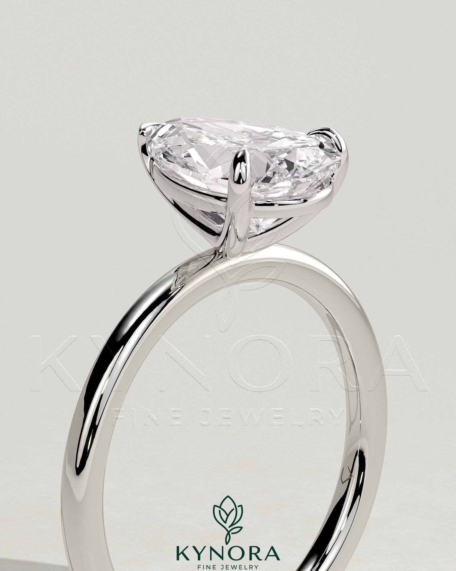 2ct Pear Claw Solitaire Engagement Ring three prong Secondary image