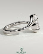 Kynora CJ 2ct pear-shaped diamond solitaire engagement ring with bypass band, featuring a sleek and elegant design.