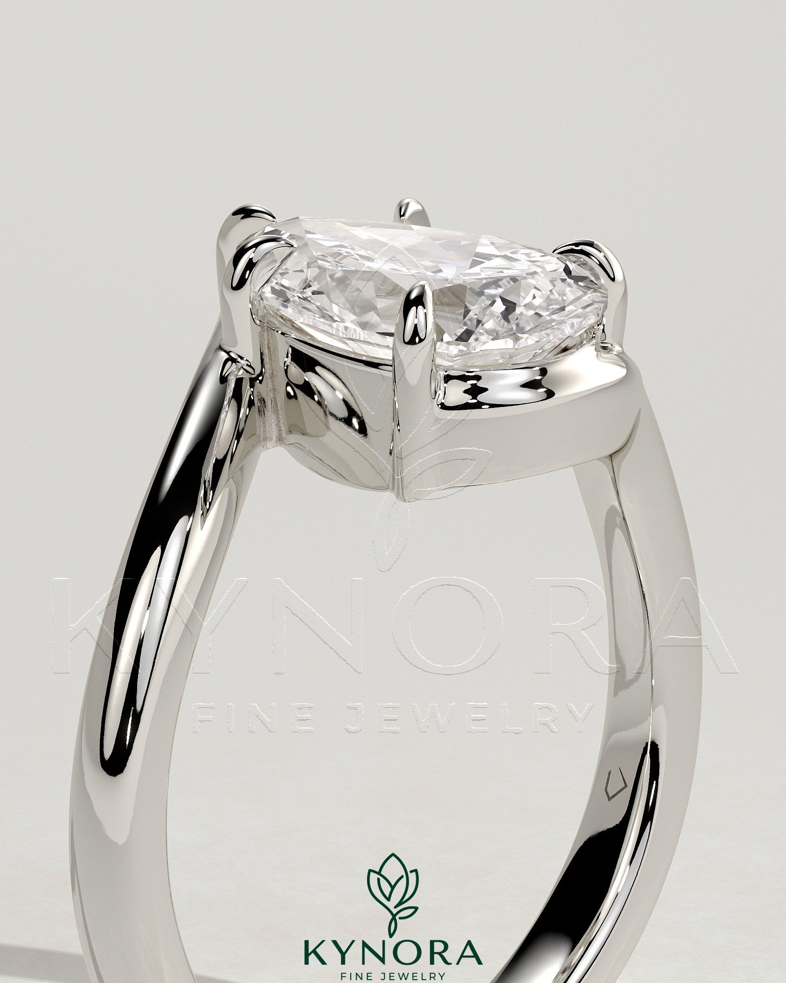 2ct Pear Claw Solitaire with Bypass Band Engagement Ring Secondary image