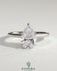 Kynora CJ 2ct pear-shaped moissanite solitaire engagement ring with hidden halo and cathedral high setting in sterling silver.