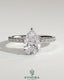 Kynora CJ 2ct pear-shaped diamond solitaire engagement ring with hidden halo and pave band, elegant jewelry piece.