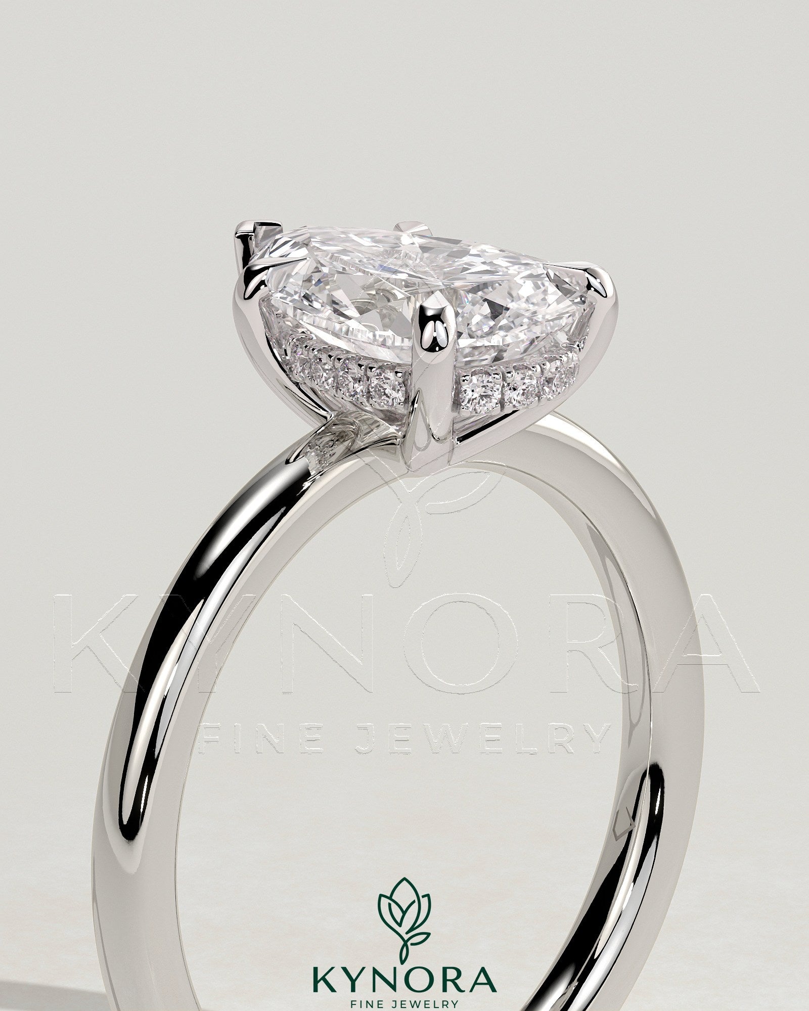 2ct Pear Claw Solitaire with Hidden Halo Engagement Ring Secondary image