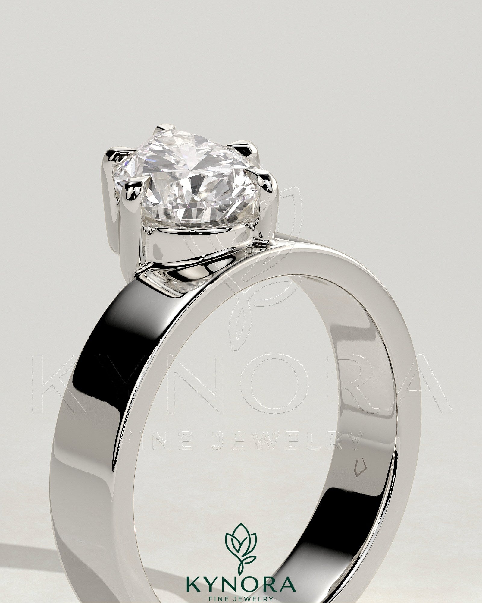 2ct Pear Claw Solitaire with Offset Angled Setting and Flat Cigar Band Engagement Ring Secondary image
