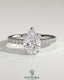 Kynora CJ 2ct pear-shaped diamond solitaire engagement ring with pave band in sterling silver, showcasing elegant jewelry design.