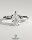 Kynora CJ 2ct pear-shaped diamond solitaire engagement ring with pinched tapered band and cathedral low setting.