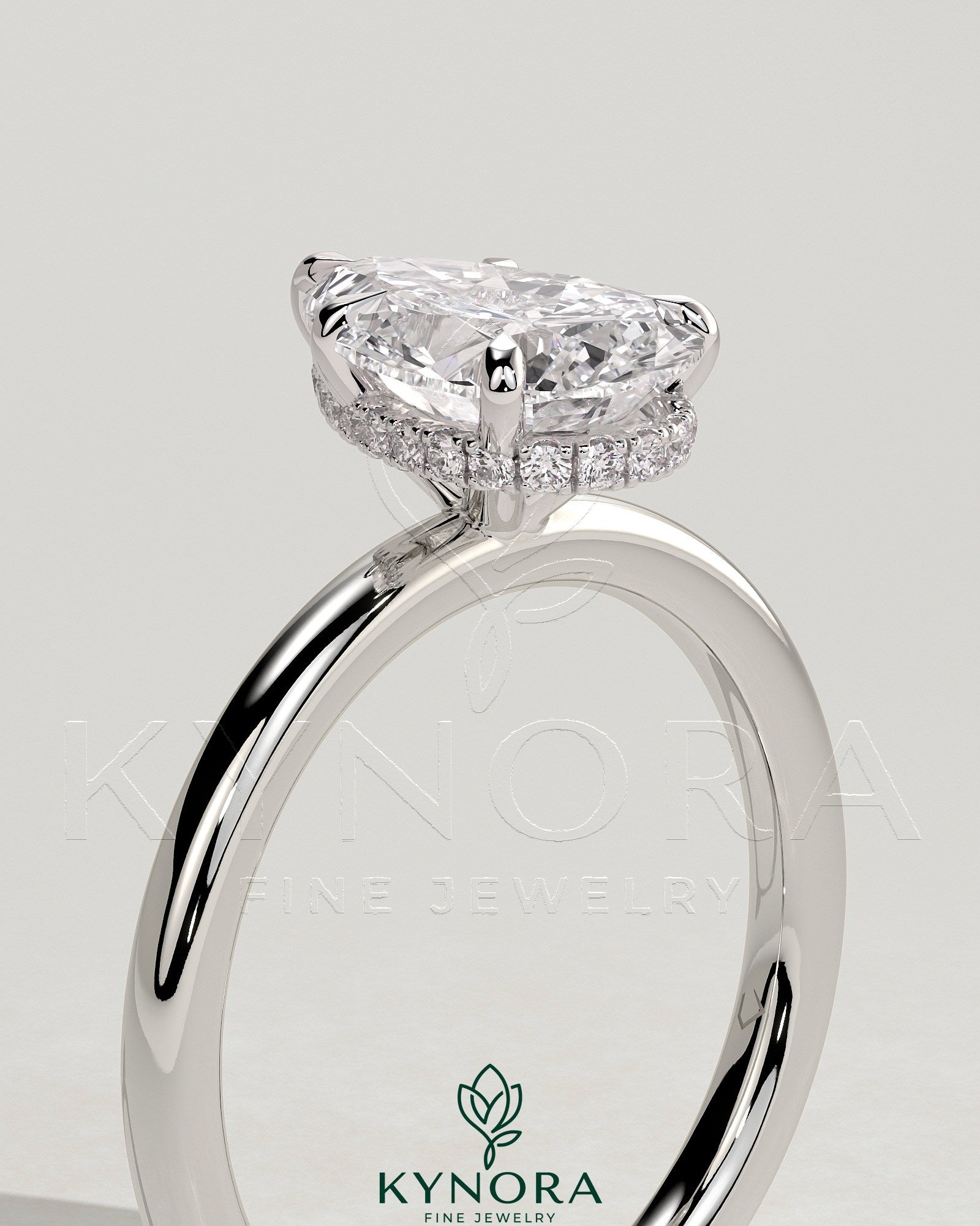 2ct Pear Claw Solitaire with Wrap Around Hidden Halo Engagement Ring Secondary image