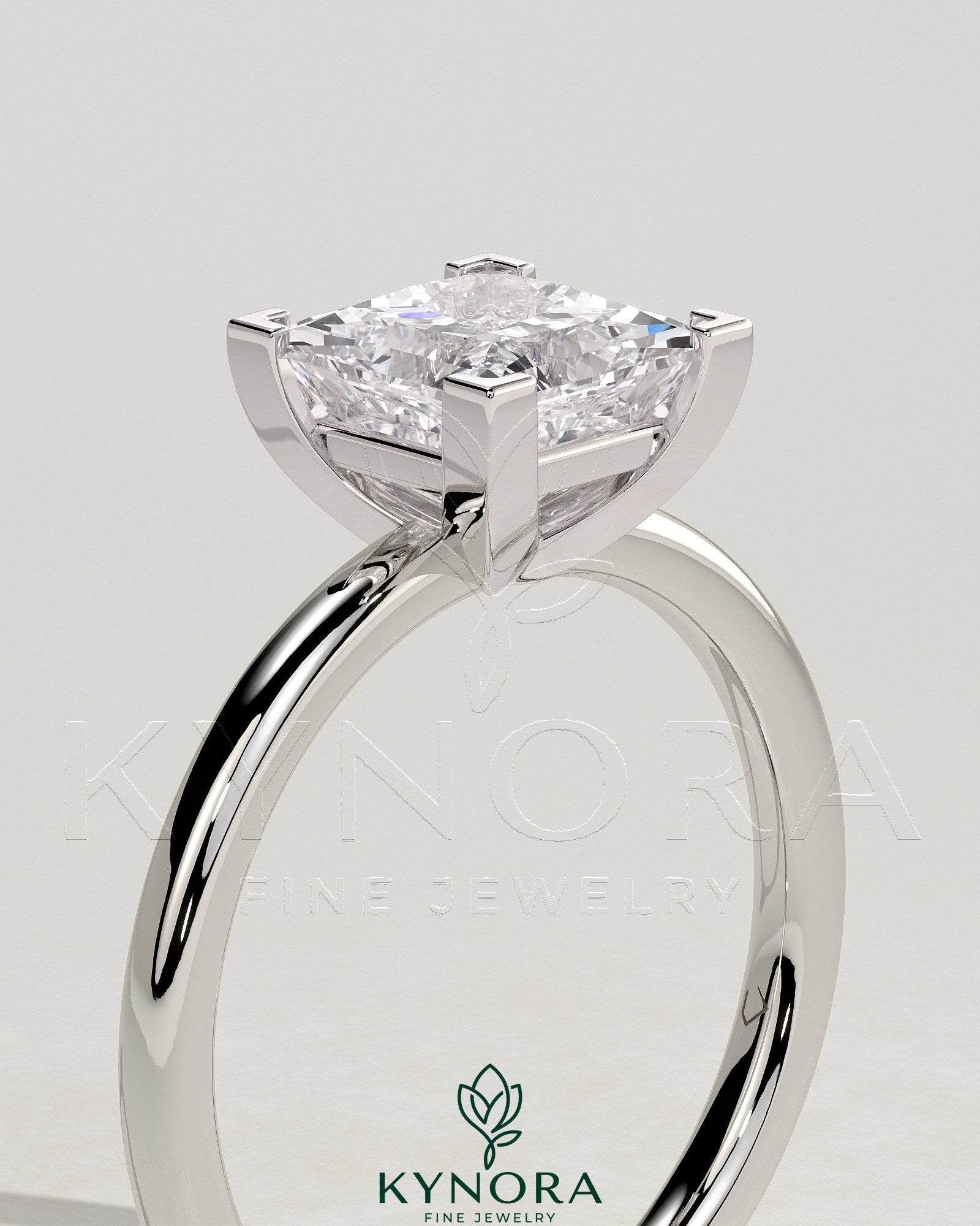 2ct Princess Claw Solitaire Engagement Ring Secondary image