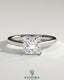 Kynora CJ 2ct princess claw solitaire engagement ring with flat band and cathedral high setting, showcasing sparkling diamond design.