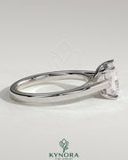 Kynora CJ 2ct princess cut solitaire engagement ring with flat band and cathedral high setting, showcasing elegant jewelry design.