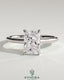Kynora CJ 2ct radiant cut diamond solitaire engagement ring with cathedral low setting and open trellis gallery design