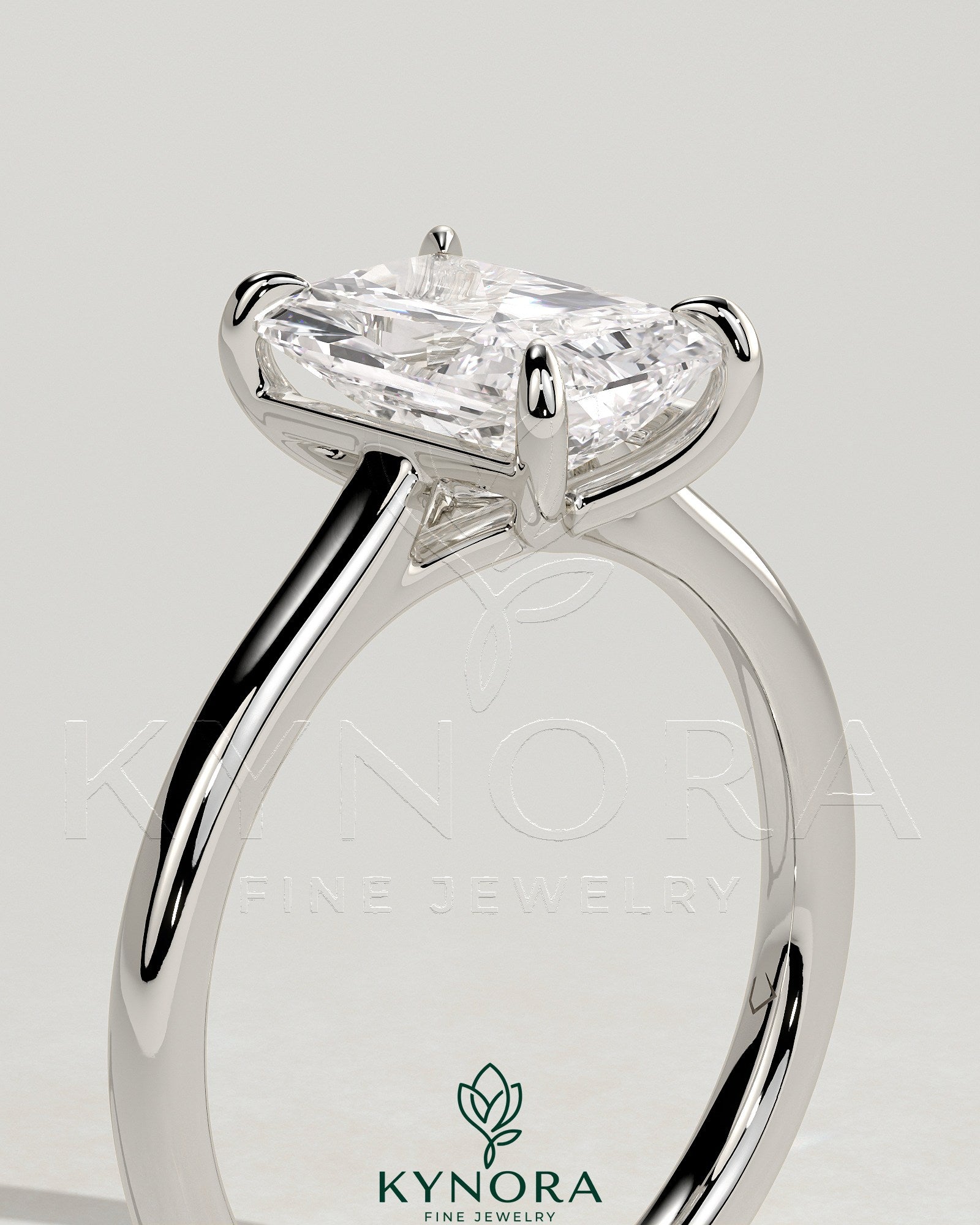 2ct Radiant Claw Solitaire with Cathedral Low Setting and Open Trellis Gallery Engagement Ring Secondary image