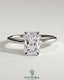 Kynora CJ 2ct radiant claw solitaire engagement ring with hidden halo, tapered band, cathedral high setting, jewelry image