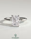Kynora CJ 2ct radiant claw solitaire engagement ring with petal gallery and accented tiara detail, showcasing intricate design and diamond setting.
