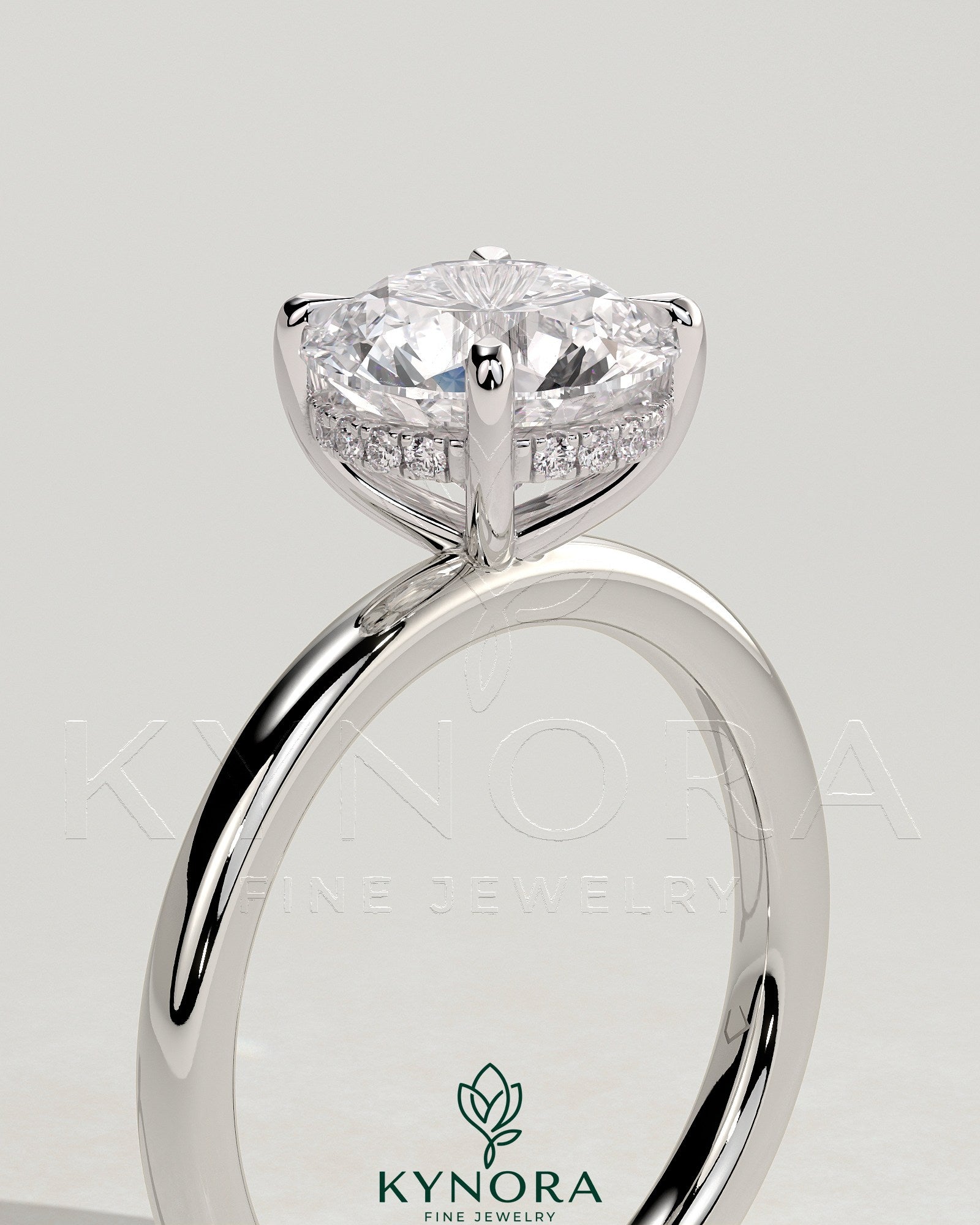 2ct Round Claw Solitaire with Hidden Halo Engagement Ring Imagen secundaria del producto