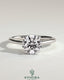 Kynora CJ 2ct round claw solitaire engagement ring with hidden halo, tapered band, and cathedral high setting.