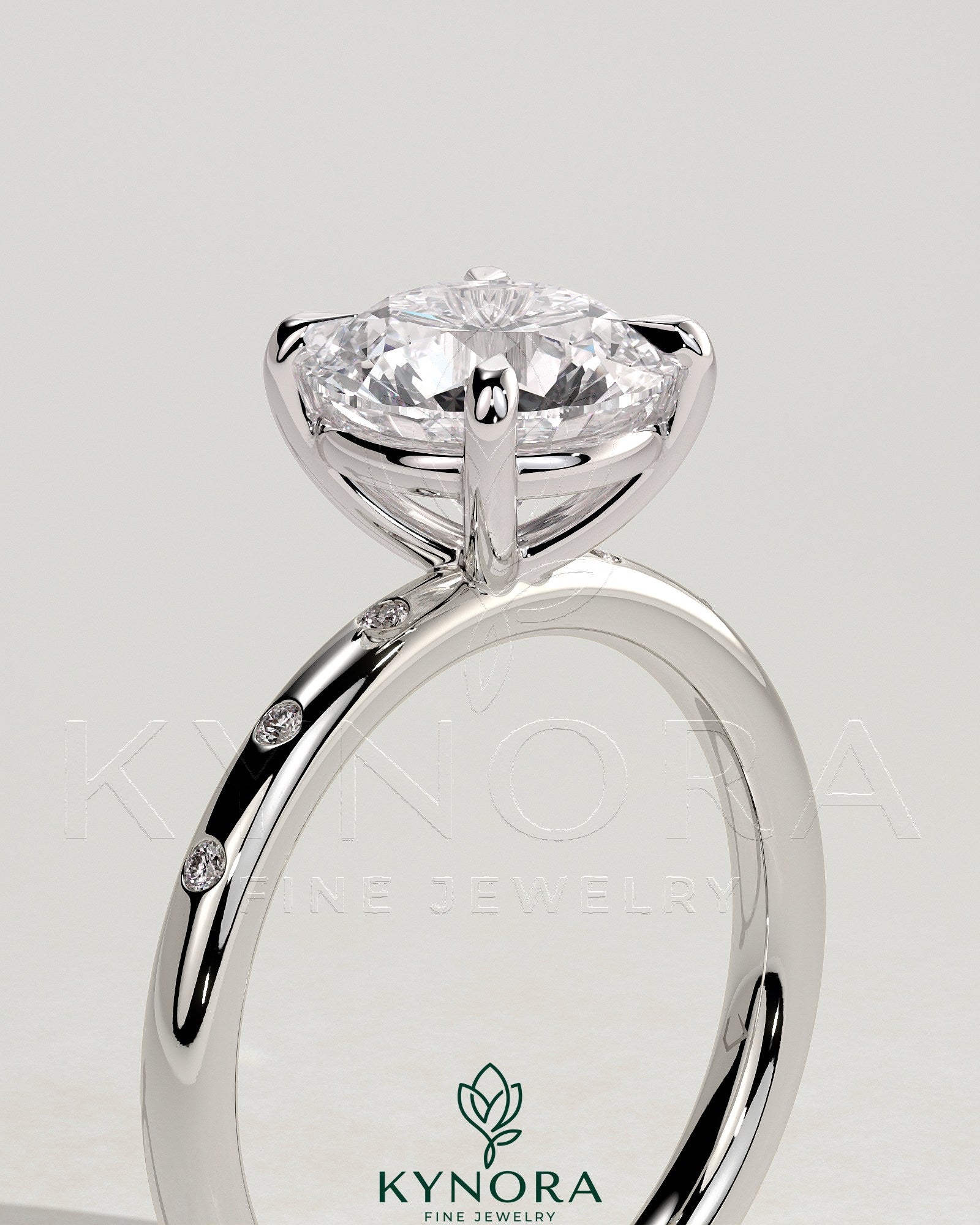 2ct Round Claw Solitaire with Inset Round Accent Stones Engagement Ring Secondary image