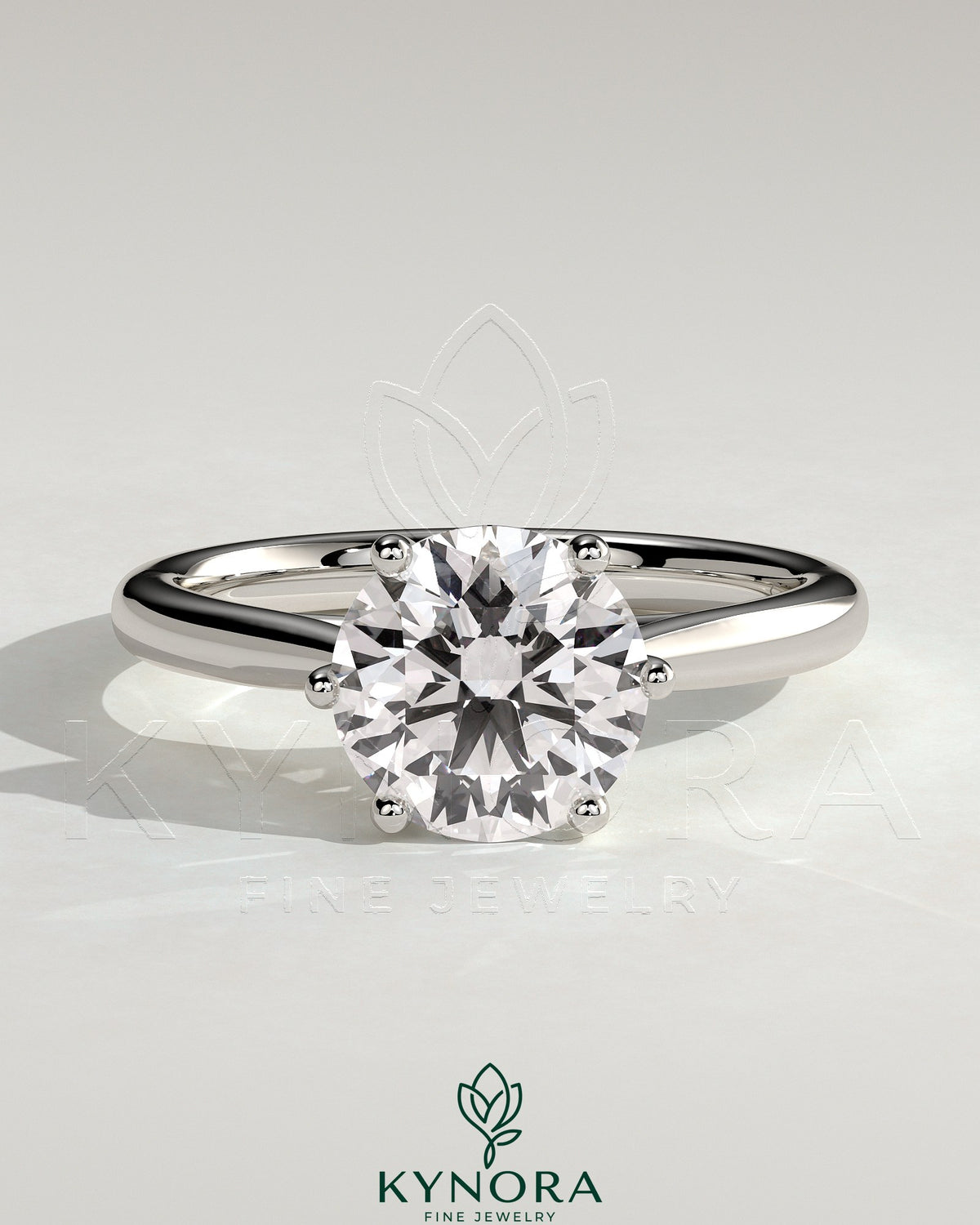 Kynora CJ 2ct round diamond solitaire engagement ring with open trellis gallery and cathedral low setting, sterling jewelry craftsmanship Main image