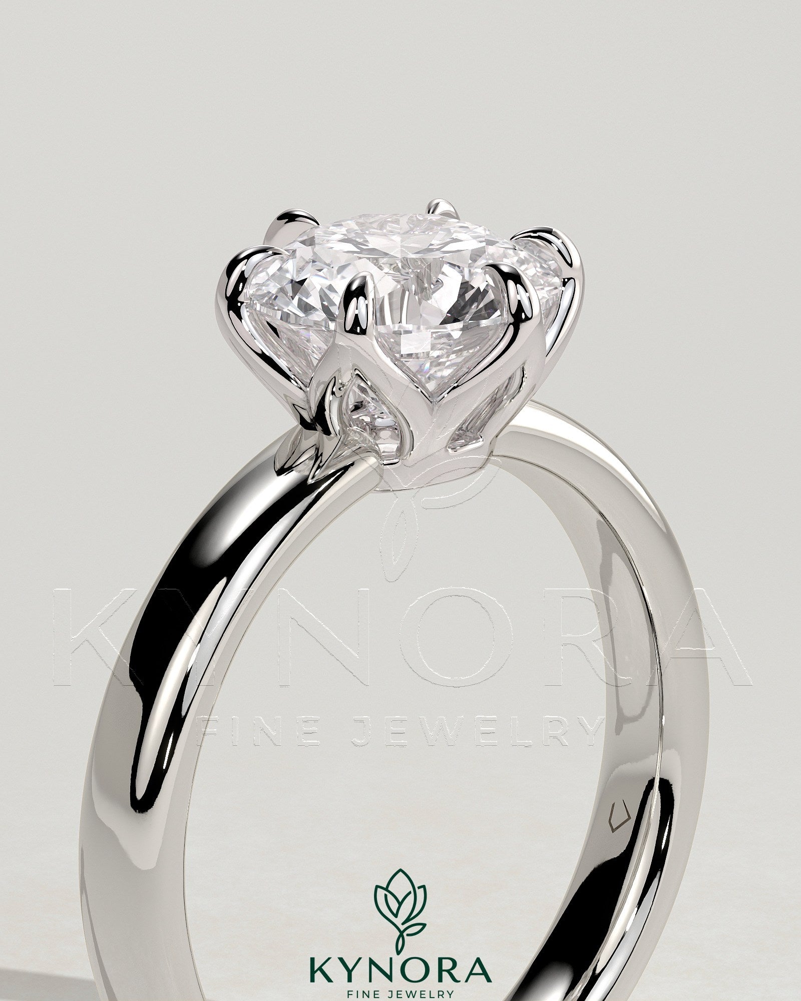 2ct Round Claw Solitaire with Petal Gallery and Cigar Band Engagement Ring Imagen secundaria del producto