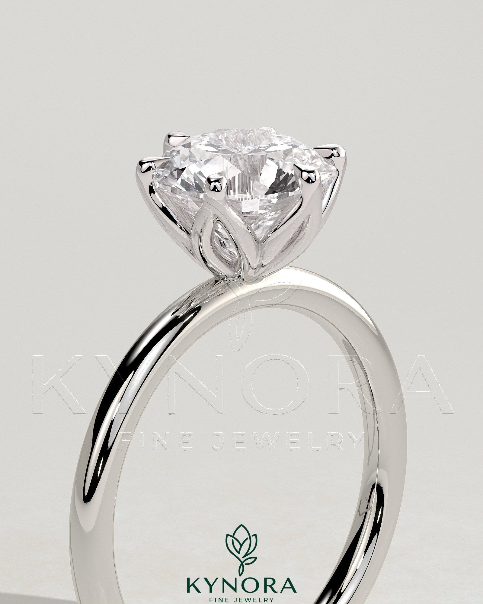 2ct Round Claw Solitaire with Petal Gallery Engagement Ring Secondary image