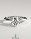 Kynora CJ 2ct round diamond claw solitaire engagement ring with solid cathedral low setting, elegant and timeless design.