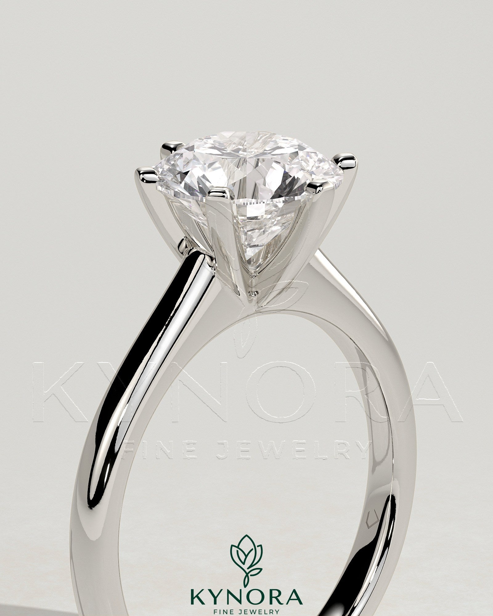 2ct Round Claw Solitaire with Square Tips and Solid Cathedral High Setting Engagement Ring Imagen secundaria del producto