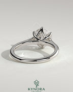 Kynora CJ 2ct round claw solitaire engagement ring with trellis gallery, lattice detail, and cathedral low setting.